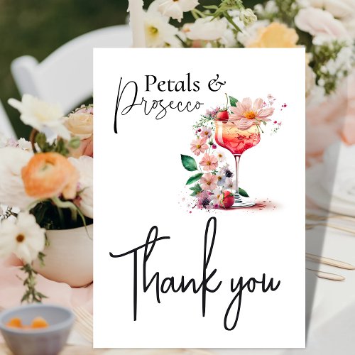Petals and Prosecco Floral Bridal Shower Brunch Thank You Card