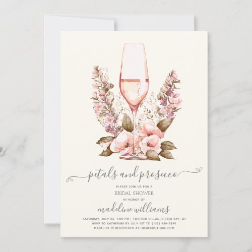 Petals and Prosecco Floral Bridal Shower Invitation