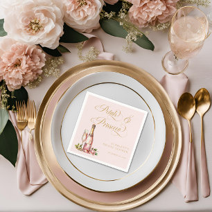 Petals and Prosecco Floral Elegant Bridal Shower Napkins