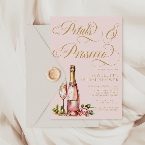 Petals and Prosecco Floral Elegant Bridal Shower  Postcard