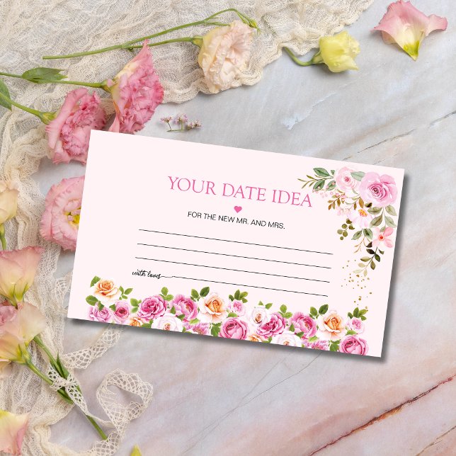 Petals and prosecco Floral Pink Date night ideas Enclosure Card (Petals and prosecco Floral Pink Date night ideas Enclosure Card)