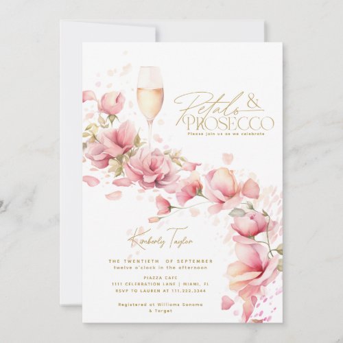 Petals and Prosecco Garden Floral Bridal Shower Invitation