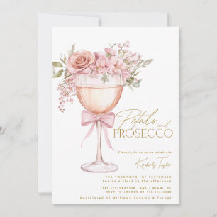 Petals And Prosecco Garden Rose Bridal Shower Invitation