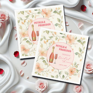 Petals and Prosecco Gold Floral Bridal Shower Napkins