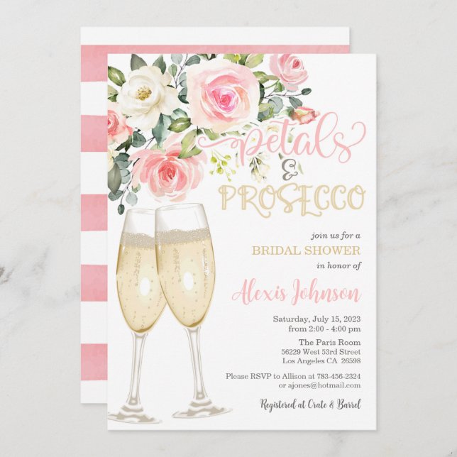 Petals and Prosecco Invitation (Front/Back)