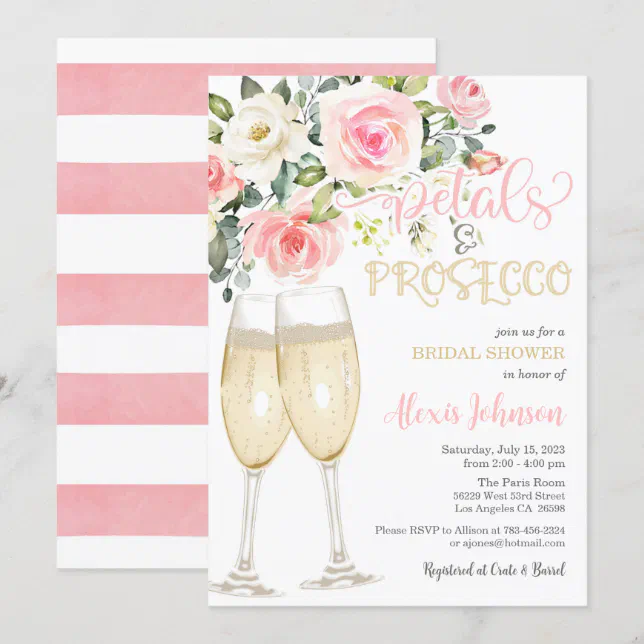 Petals and Prosecco Invitation | Zazzle