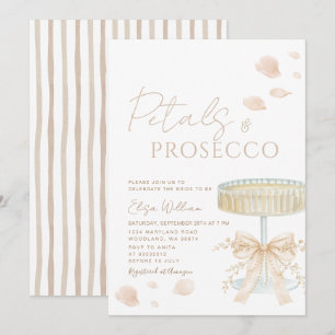 Petals and Prosecco Ivory Bow Bridal Shower  Invitation