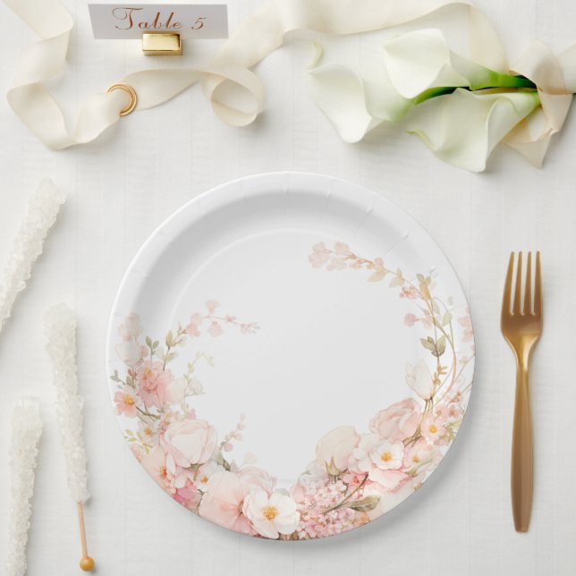 Petals and Prosecco  Paper Plates (Wedding)
