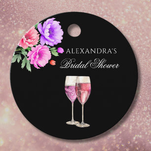 Petals and Prosecco Pink Bridal Shower Thank You  Favor Tags