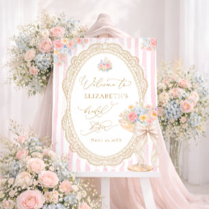 Petals and Prosecco Pink Bridal Shower Welcome Foam Board