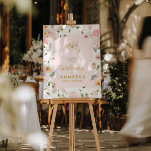 Petals and Prosecco Pink Bridal Shower Welcome Foam Board