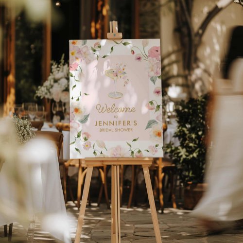 Petals and Prosecco Pink Bridal Shower Welcome Foam Board