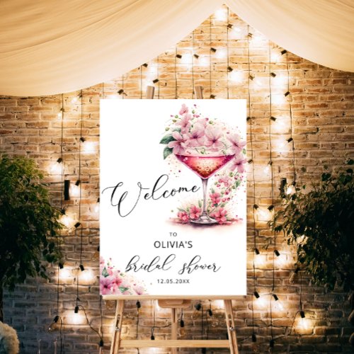 Petals and Prosecco Pink Floral Bridal Welcome Foam Board