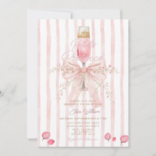 Petals and Prosecco Pink Floral Champagne bridal  Invitation