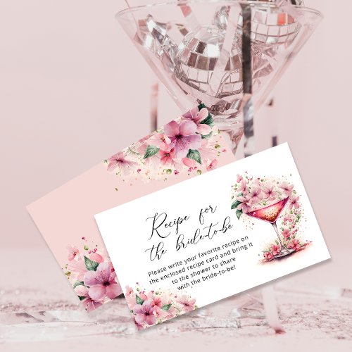 Petals and Prosecco Pink Floral Recipe Enclosure Card