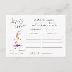 Petals and Prosecco Recipe Card Bridal Shower