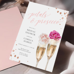 Petals and Prosecco Script Blush Bridal Shower Invitation