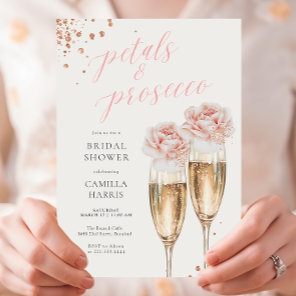 Petals and Prosecco Script Blush Bridal Shower Invitation