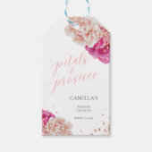 Petals and Prosecco Script Sparkly Pink Floral Gift Tags (Front)