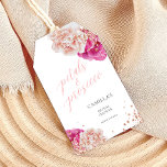 Petals and Prosecco Script Sparkly Pink Floral Gift Tags<br><div class="desc">This elegant bridal shower gift tag with custom "petals and prosecco" script features and elegant watercolor design with pink roses and rose gold glitter bubble details.</div>