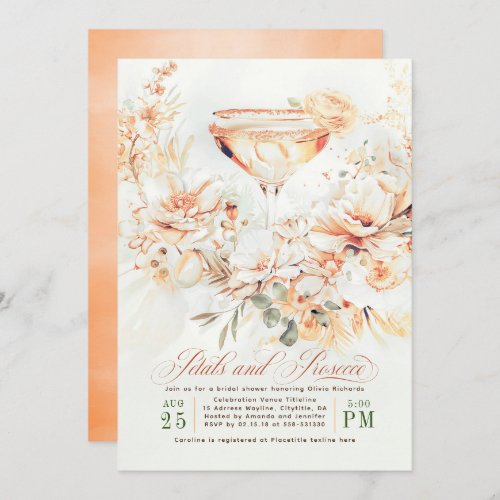 Petals and Prosecco Terracotta Boho Bridal Shower Invitation