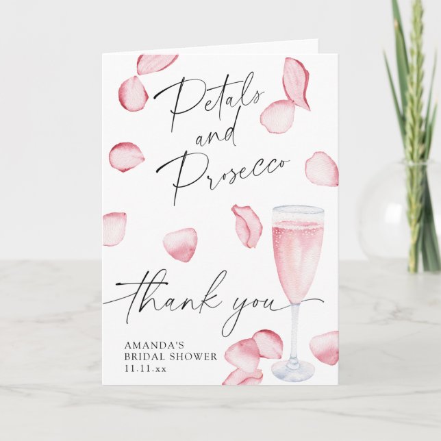 Petals and Prosecco - thank you bridal shower Card (Front)