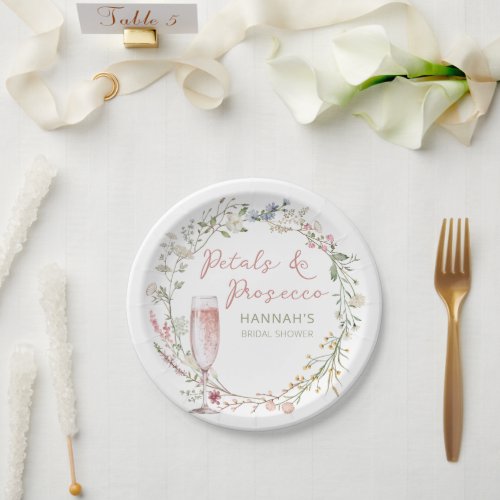 Petals and Prosecco Wedding Bridal Shower Paper Plates