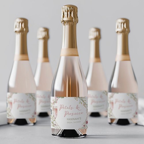 Petals and Prosecco Wedding Bridal Shower Sparkling Wine Label