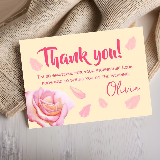 Petals and Prosecco Wedding Bridal Shower Thank You Card (Creator Uploaded)
