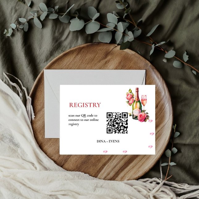 Petals And Prosecco Wedding registry QR CODE Enclosure Card (Creator Uploaded)