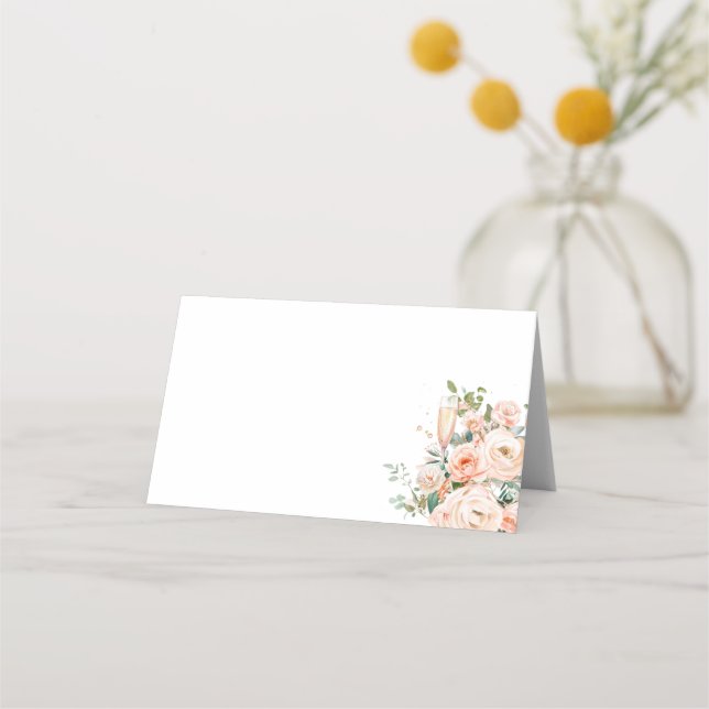 Petals And Prosecco Wedding Table  Place Card (Front)