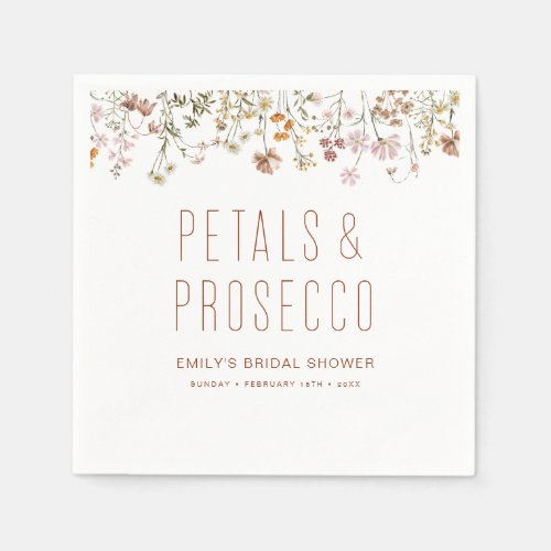 Petals and Prosecco Wildflower Bridal Shower Napkins