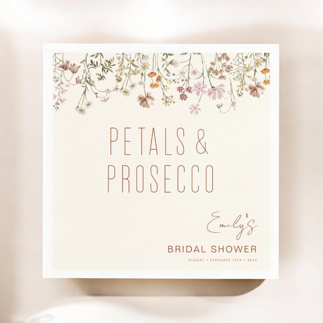 Petals and Prosecco Wildflower Bridal Shower Napkins (Creator Uploaded)
