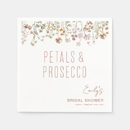 Petals and Prosecco Wildflower Bridal Shower Napkins