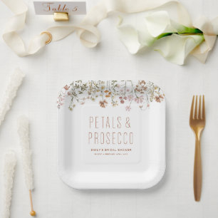 Petals and Prosecco Wildflower Bridal Shower Paper Plates