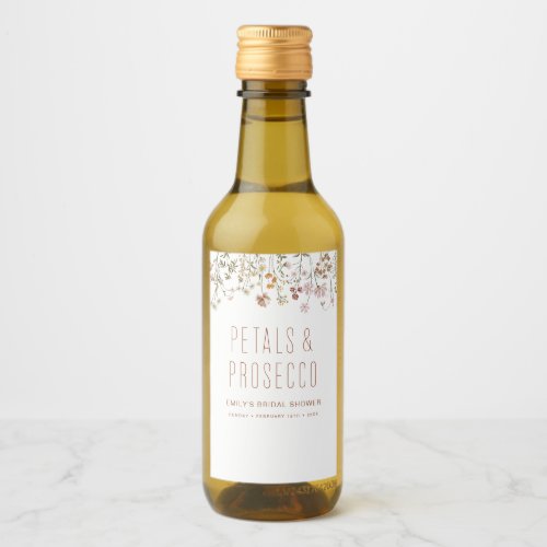 Petals and Prosecco Wildflower Bridal Shower Wine Label