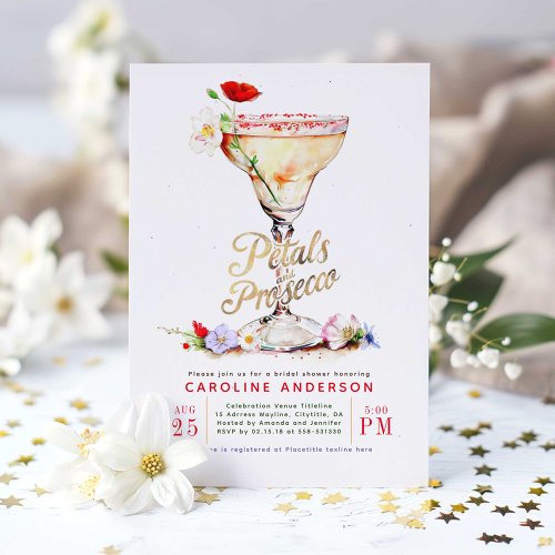 Petals and Prosecco Wildflowers Bridal Shower Invitation