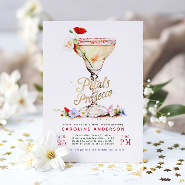 Petals and Prosecco Wildflowers Bridal Shower Invitation (Wildflowers Bridal Shower Invitation Petals and Prosecco)