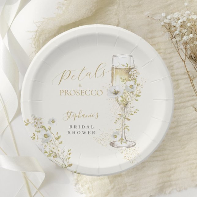 Petals and Prosecco Wildflowers Bridal Shower  Paper Plates (Creator Uploaded)