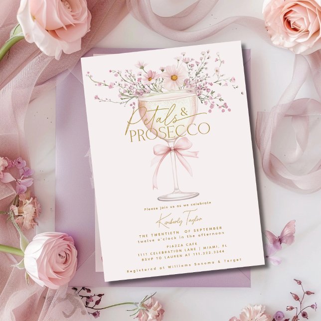 Petals And Prosecco Wildflowes Bridal Shower Invitation (Creator Uploaded)