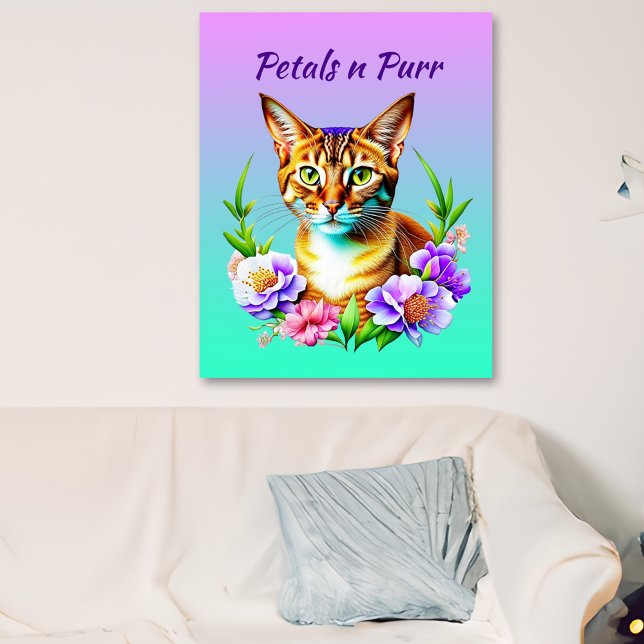 Petals and Purr Cute Cat and Pretty Flowers Poster (Creator Uploaded)