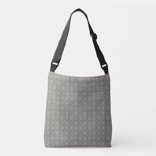 Petals & Donuts Gray Pattern Crossbody Bag  (Front)