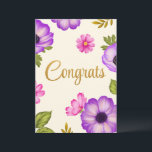 Petals in Harmony Congrats Greeting Card<br><div class="desc">A delicate dance of nature unfolds in Petals in Harmony,  where deep purple anemones meet soft pink cosmos blooms. Hand-drawn digitally with fine botanical detailing,  this design blends elegance and freshness in every petal. Congratulate your loved ones with this lovely floral card.</div>