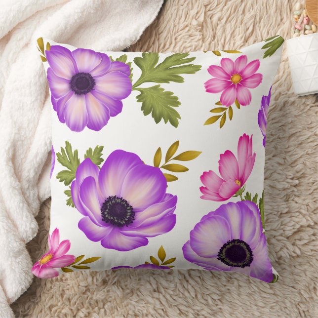 Petals in Harmony Throw Pillow (Blanket)