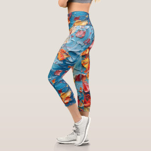 Petals in Motion – Expressive Abstract Floral Capri Leggings