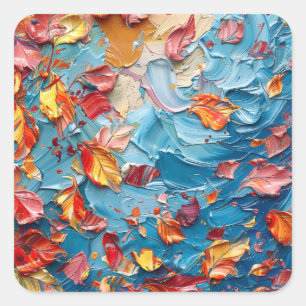 Petals in Motion – Expressive Abstract Floral Square Sticker