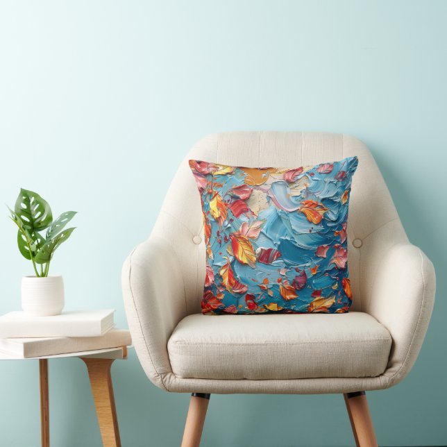 Petals in Motion – Expressive Abstract Floral Throw Pillow (Chair)