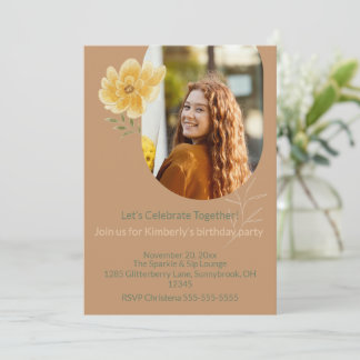 Petals & Joy Photo Birthday Party Invitation