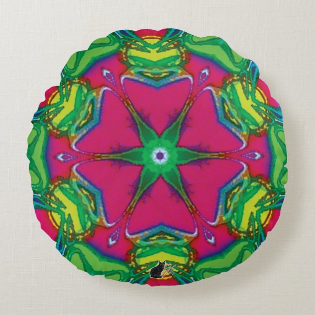 Petals Kaleidoscope  Round Pillow (Front)