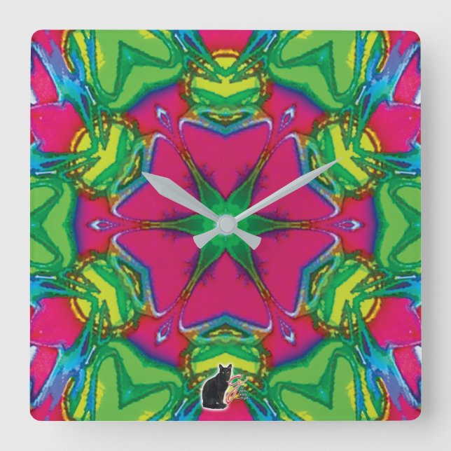 Petals Kaleidoscope Square Wall Clock (Front)